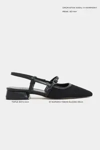 Nisantasi Shoes X-Harmony Black RUG Belt Detailed Pointed toe Short Heels Women Flats - Image 2