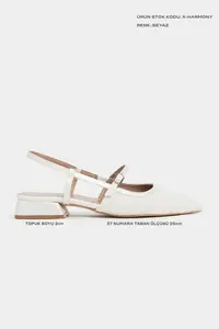 Nisantasi Shoes X-Harmony White RUG Belt Detailed Pointed toe Short Heels Women Flats - Image 2