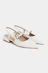 Nisantasi Shoes X-Harmony White RUG Belt Detailed Pointed toe Short Heels Women Flats - Image 5
