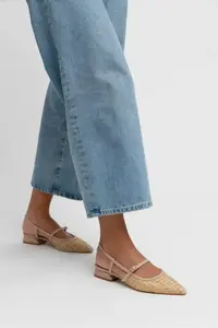 Nisantasi Shoes X-Harmony Wicker Beige Belt Detailed Pointed toe Short Heels Women Flats - Image 9