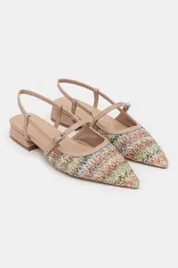 Nisantasi Shoes X-Harmony Wicker Colorful Belt Detailed Pointed toe Short Heels Women Flats - Image 6
