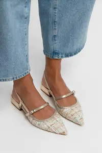 Nisantasi Shoes X-Harmony Wicker Colorful Belt Detailed Pointed toe Short Heels Women Flats - Image 9