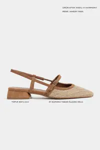 Nisantasi Shoes X-Harmony Wicker Tan Belt Detailed Pointed toe Short Heels Women Flats - Image 2