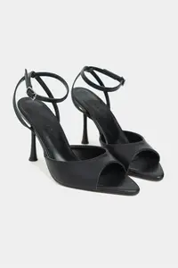 Nisantasi Shoes TANIA Black MATTE Bilek Belt Detailed Women Thin Heels Shoes - Image 5