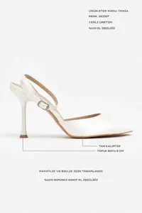 Nisantasi Shoes TANIA PEARL MATTE Bilek Belt Detailed Women Thin Heels Shoes - Image 3