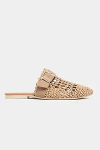 Nisantasi Shoes Best Tan Knitting Belt Detailed Flat Sole Women Slippers - Image 7