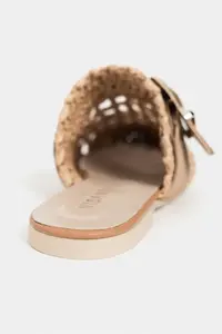 Nisantasi Shoes Best Tan Knitting Belt Detailed Flat Sole Women Slippers - Image 9