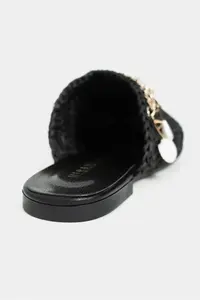 Nisantasi Shoes LISA Black Knitting Shell Detailed Women Slippers - Image 8