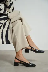 Nisantasi Shoes Harmony Black RUSTIC Patterned Blunt Toe Belt Detailed Short Heels Women Flats - Image 7