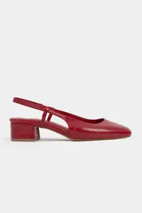 Nisantasi Shoes Harmony Red raschel Blunt Toe Belt Detailed Short Heels Women Flats