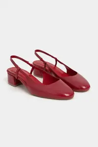 Nisantasi Shoes Harmony Red raschel Blunt Toe Belt Detailed Short Heels Women Flats - Image 5