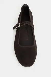 Nisantasi Shoes Mono DARK COFFEE GENUINE Leather Hair Clip Detailed Flat Sole Women Flats - Image 3