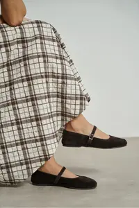 Nisantasi Shoes Mono DARK COFFEE GENUINE Leather Hair Clip Detailed Flat Sole Women Flats - Image 7