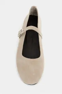 Nisantasi Shoes Mono Beige GENUINE Leather Hair Clip Detailed Flat Sole Women Flats - Image 6