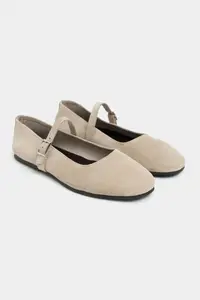 Nisantasi Shoes Mono Beige GENUINE Leather Hair Clip Detailed Flat Sole Women Flats - Image 8