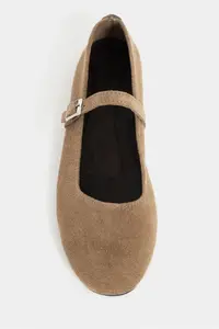 Nisantasi Shoes Mono ROME Beige GENUINE Leather Hair Clip Detailed Flat Sole Women Flats - Image 3