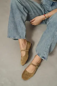 Nisantasi Shoes Mono ROME Beige GENUINE Leather Hair Clip Detailed Flat Sole Women Flats - Image 6