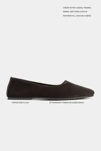 Nisantasi Shoes Rosel DARK COFFEE GENUINE Leather Flat Sole Women Flats - Image 2