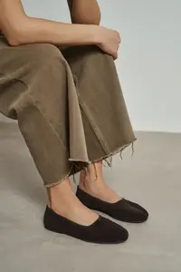 Nisantasi Shoes Rosel DARK COFFEE GENUINE Leather Flat Sole Women Flats - Image 6