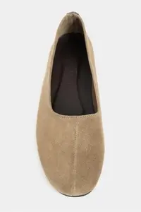Nisantasi Shoes Rosel ROME Beige GENUINE Leather Flat Sole Women Flats - Image 3