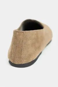 Nisantasi Shoes Rosel ROME Beige GENUINE Leather Flat Sole Women Flats - Image 4