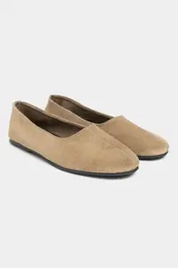 Nisantasi Shoes Rosel ROME Beige GENUINE Leather Flat Sole Women Flats - Image 5