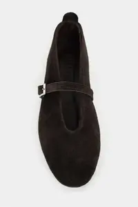 Nisantasi Shoes Mera Brown Suede Hair Clip Detailed GENUINE Leather Hair Clip Detailed Flat Sole Women Flats - Image 4