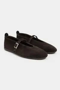 Nisantasi Shoes Mera Brown Suede Hair Clip Detailed GENUINE Leather Hair Clip Detailed Flat Sole Women Flats - Image 6