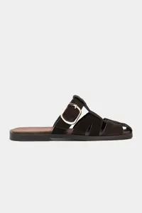 Nisantasi Shoes Lenox BITTER BROWN GENUINE SUEDE Belt Detailed Flat Sole Women Slippers