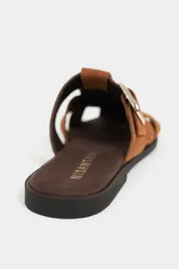 Nisantasi Shoes Lenox TABANE GENUINE SUEDE Belt Detailed Flat Sole Women Slippers - Image 10