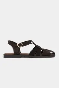 Nisantasi Shoes BIRD DARK BROWN SUEDE GENUINE LEATHER Hair Clip Detailed Flat Sole Women Sandals