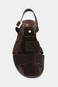 Nisantasi Shoes BIRD DARK BROWN SUEDE GENUINE LEATHER Hair Clip Detailed Flat Sole Women Sandals - Image 3