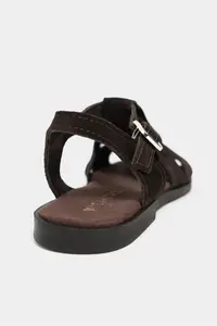 Nisantasi Shoes BIRD DARK BROWN SUEDE GENUINE LEATHER Hair Clip Detailed Flat Sole Women Sandals - Image 4