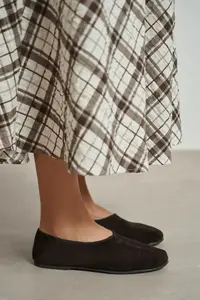 Nisantasi Shoes LIZOY DARK COFFEE GENUINE Leather Flat Sole Women Flats - Image 7