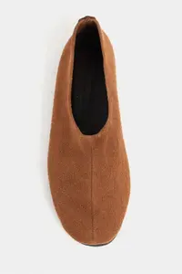 Nisantasi Shoes LIZOY Tan GENUINE Leather Flat Sole Women Flats - Image 3