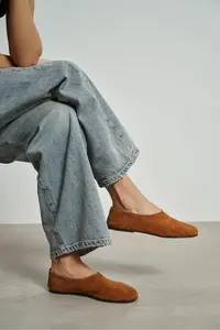 Nisantasi Shoes LIZOY Tan GENUINE Leather Flat Sole Women Flats - Image 6