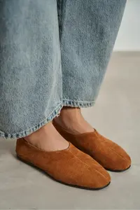 Nisantasi Shoes LIZOY Tan GENUINE Leather Flat Sole Women Flats - Image 8