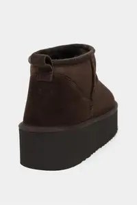 Nisantasi Shoes Coco Brown Suede Leather Thick Insole FURRY Women Boots - Image 5