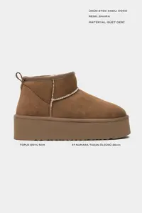 Nisantasi Shoes Coco SAHRA Suede Leather Thick Insole FURRY Women Boots - Image 2