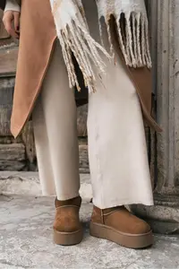 Nisantasi Shoes Coco SAHRA Suede Leather Thick Insole FURRY Women Boots - Image 7