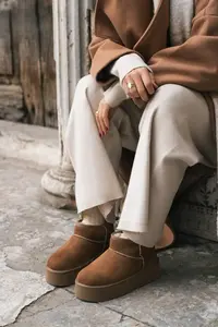 Nisantasi Shoes Coco SAHRA Suede Leather Thick Insole FURRY Women Boots - Image 9