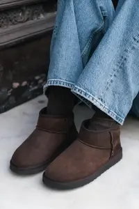 Nisantasi Shoes Coco Brown Suede Leather Thin Insole FURRY Women Boots - Image 7