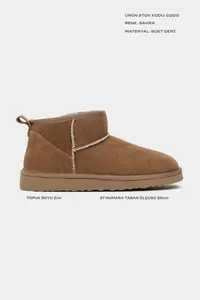 Nisantasi Shoes Coco SAHRA Suede Leather Thin Insole FURRY Women Boots - Image 2