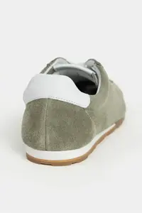 Nisantasi Shoes Ladin LIGHT Green SUEDE Leather Flat Sole Laced Women Sneakers - Image 4