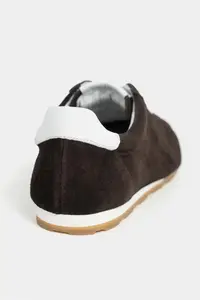 Nisantasi Shoes Ladin DARK Brown Suede Leather Flat Sole Laced Women Sneakers - Image 4