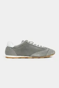 Nisantasi Shoes Deyz GRAY GENUINE SUEDE Laced Women Sneakers
