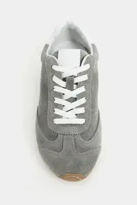 Nisantasi Shoes Deyz GRAY GENUINE SUEDE Laced Women Sneakers - Image 4