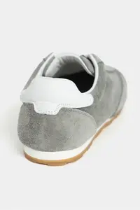 Nisantasi Shoes Deyz GRAY GENUINE SUEDE Laced Women Sneakers - Image 5