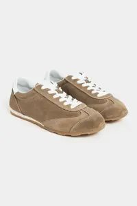 Nisantasi Shoes Deyz ROME BEIGE GENUINE SUEDE Laced Women Sneakers - Image 5