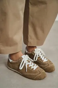 Nisantasi Shoes Deyz ROME BEIGE GENUINE SUEDE Laced Women Sneakers - Image 8
